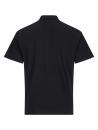 Preview: The image shows a simple, black polo shirt from the back. It has short sleeves and a classic collar, with no printed designs or embellishments.
