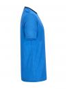 Preview: The image shows a blue T-shirt from the side. It has short sleeves, a round neckline, and fine horizontal stripes. The fabric appears light and sporty.