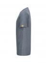 Preview: The image shows a gray T-shirt made from a slightly textured fabric. It has short sleeves and a simple, straight shape. A yellow logo is located on the left sleeve.