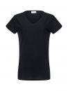 Preview: The image displays a black V-neck T-shirt with short sleeves. The fabric appears soft and lightweight, perfect for casual occasions. The fit is slim and simple.