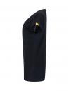 Preview: The image shows a black garment, likely a T-shirt, from the side. It has short sleeves and a simple, plain shape. A small yellow label is visible.