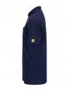 Preview: The image shows a black cotton polo shirt. It has a short collar, short sleeves, and a small chest pocket. There is a yellow logo sewn on the left sleeve.