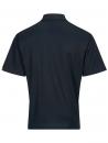 Preview: Das Bild zeigt ein schwarzes Poloshirt von hinten. Es hat kurze Ärmel und einen klassischen Kragen. Die Textur ist leicht gestreift, und es gibt ein kleines Logo auf der linken Schulter.