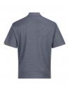 Preview: The image shows a short polo shirt with a gray, striped pattern. It has a classic collar and short sleeves. The colors are primarily in various shades of gray.