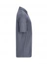 Preview: The image shows a gray polo shirt in a side profile. It has short sleeves and is adorned with fine, horizontal stripes. The collar is classic and the fit is body-hugging.
