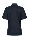 Preview: The image shows a black polo shirt made from a lightweight fabric. It has a classic collar and short sleeves. The back is plain with fine textured lines.