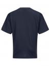 Preview: The image shows a dark blue T-shirt with a simple striped pattern. It has short sleeves and a round neckline. The back is visible, with no special details.