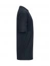 Preview: The image shows a black T-shirt from the side. It has short sleeves and a straight cut. The fabric is textured, appearing light and comfortable.