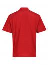 Preview: Das Bild zeigt ein rotes Polo-Shirt. Es hat einen klassischen Kragen und kurze Ärmel. Die Oberfläche ist leicht strukturiert mit feinen Streifen. Der Schnitt ist locker und sportlich.