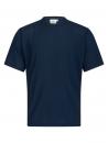 Preview: The image displays a short-sleeved T-shirt in a deep, solid blue. It features a round neckline and a simple, straight fit with no patterns or prints.