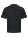 Preview: The image shows a simple, black t-shirt from the back. It has short sleeves and a straight cut. On one sleeve, there is a yellow logo or print.