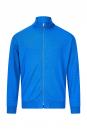 Preview: Das Bild zeigt eine knallblaue Jacke mit einem kurzen Stehkragen. Sie hat einen durchgehenden Reißverschluss und ist in einem sportlichen Stil gehalten. Die Ärmel sind lang und der Stoff wirkt weich.