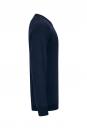 Preview: The image shows a long, solid-color, dark blue sweater made from soft material. It features a round neckline and long sleeves that are slightly fitted at the wrists.