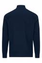 Preview: The image shows a dark blue sweater with a stand-up collar. It has long sleeves and a smooth texture, with no noticeable patterns or details on the back.