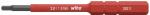 Preview: The image shows a red screwdriver with a black metal tip. The handle displays information about torque and brand. The handle has a diamond-shaped structure for better grip.