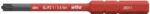 Preview: In the image, there is a red screwdriver bit visible. It has a flat tip and bears the inscription 