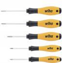 Preview: The image shows five screwdrivers with oval, ergonomic handles. The handles are black with yellow elements and the 