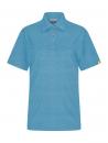 Preview: Das Bild zeigt ein kurzärmliges Poloshirt in einem hellen Blauton. Es hat einen Kragen, vier Knöpfe auf der Vorderseite und eine leicht strukturierte Oberfläche.