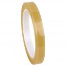 Preview: The image displays a roll of transparent tape. The roll features a smooth, glossy surface in a light, yellow-beige color and a white interior.