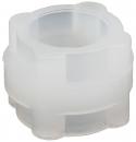 Preview: The image shows a transparent, sculptural object with a round opening in the middle. It has a flower-like shape and is slightly wavy at the edges. The surface feels smooth.