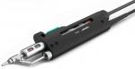 Preview: The image shows a black soldering iron with a smooth handle and a metal head. There is a transparent display that shows the temperature. Cables are attached to the sides.