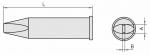 Preview: The image displays a technical drawing of a cartridge. On the left is the side view with the length 
