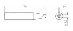 Preview: Das Bild zeigt eine technische Zeichnung eines Objekts. Es hat eine längliche, spitze Form mit einem Durchmesser von 18 mm an der dicksten Stelle und einem runden Ende mit einem Durchmesser von 1,5 mm.