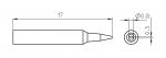 Preview: Das Bild zeigt eine technische Zeichnung eines spitzen Metallobjekts. Es hat eine Länge von 17 mm und verjüngt sich zur Spitze. Die Querschnittsdimensionen sind Ø0,8 mm und Ø0,3 mm.