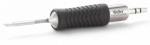 Preview: The image shows a screwdriver with a non-slip rubber handle and a metal blade. The handle is black with grooves, the blade is straight and thin.