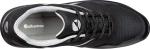 Preview: The shoe is black with a textured surface. It has a round shape, a padded insole, and flat, black laces. The brand 