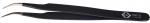 Preview: The image shows a black tweezer with curved tips. The surface is smooth, and a model number is engraved on one of the handles. It is designed for precise gripping.