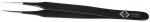 Preview: The image shows a black tweezer with long, narrow tips. It has a matte finish and a slightly ridged handle. The tips are sharp and slightly angled.