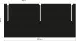 Preview: The image displays a black, rectangular shape with a width of 253 mm and a height of 120 mm. At the top, there are two notches, each spaced 110 mm apart.