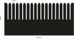 Preview: The image depicts a dark fence with pointed posts. It is 253 mm long and 120 mm high. The posts are evenly spaced, each being 10 mm wide.