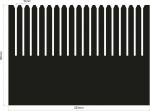 Preview: The image displays a black comb with long, uniform teeth. The teeth are 10 mm wide and the total width of the comb is 253 mm. The height of the comb is 180 mm.