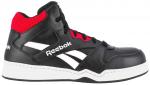 Preview: The shoe is a black, mid-top sneaker with red accents and white details. It has a smooth surface, a sturdy sole, and the brand 
