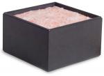 Preview: The image displays a square container with a smooth, black exterior. It is filled at the top with a pink, fluffy substance.