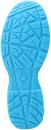 Preview: The image displays the sole of a shoe in bright blue. The surface is textured with various geometric patterns and grooves that provide good traction.