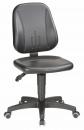 Preview: The chair is black and has a padded seat as well as a high backrest. It stands on a five-spoke base with casters, making it movable. It is height adjustable.