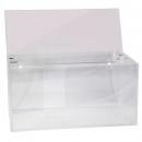 Preview: The image shows a transparent plastic collection box. It has an open top and a rectangular base, making the interior easily visible. Ideal for voting or donations.