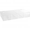 Preview: The image shows a transparent plastic organizer with three equally sized compartments. Each compartment has an open front and is ideal for sorting small items.