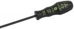 Preview: The image shows a screwdriver with a black, non-slip handle. On the handle are green characters indicating the size and manufacturer. The blade is long and narrow.