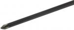 Preview: The image shows a black screwdriver with a slim, straight handle and a pointed, flattened blade at one end. The blade has a straight shape, suitable for screws with a corresponding recess.
