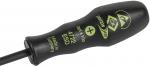 Preview: The image shows a black screwdriver with an ergonomic handle and yellow markings. It has a cross-shaped tip and is suitable for electronic applications.
