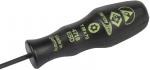 Preview: The image shows a black screwdriver with an ergonomic handle and yellow lettering. The blade is thin and long, suitable for fine work. The handle reads 