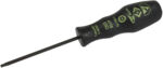 Preview: The image shows a black screwdriver with a grippy, ergonomic handle. The blade is long and thin, ideal for driving screws. There are some green marks on the handle.