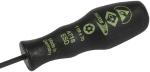 Preview: The image shows a black screwdriver with an ergonomic handle. The handle features green inscriptions and symbols. The screwdriver is suitable for sensitive electronics.