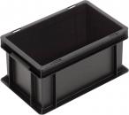 Preview: Das Bild zeigt eine rechteckige, schwarze Kunststoffbox ohne Deckel. Sie hat griffige Seiten und eine glatte Innenseite, ideal zum Lagern von Gegenständen.