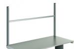 Preview: The image displays a simple, gray table with two vertical, metallic supports on each side. A horizontal bar runs along the top of the supports.