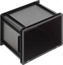 Preview: Es handelt sich um eine schwarze, rechteckige Kunststoffbox ohne Deckel. Die Vorderseite ist offen, und an einer Seite befindet sich ein kleiner Schlitz. Die Box hat eine glatte Oberfläche.